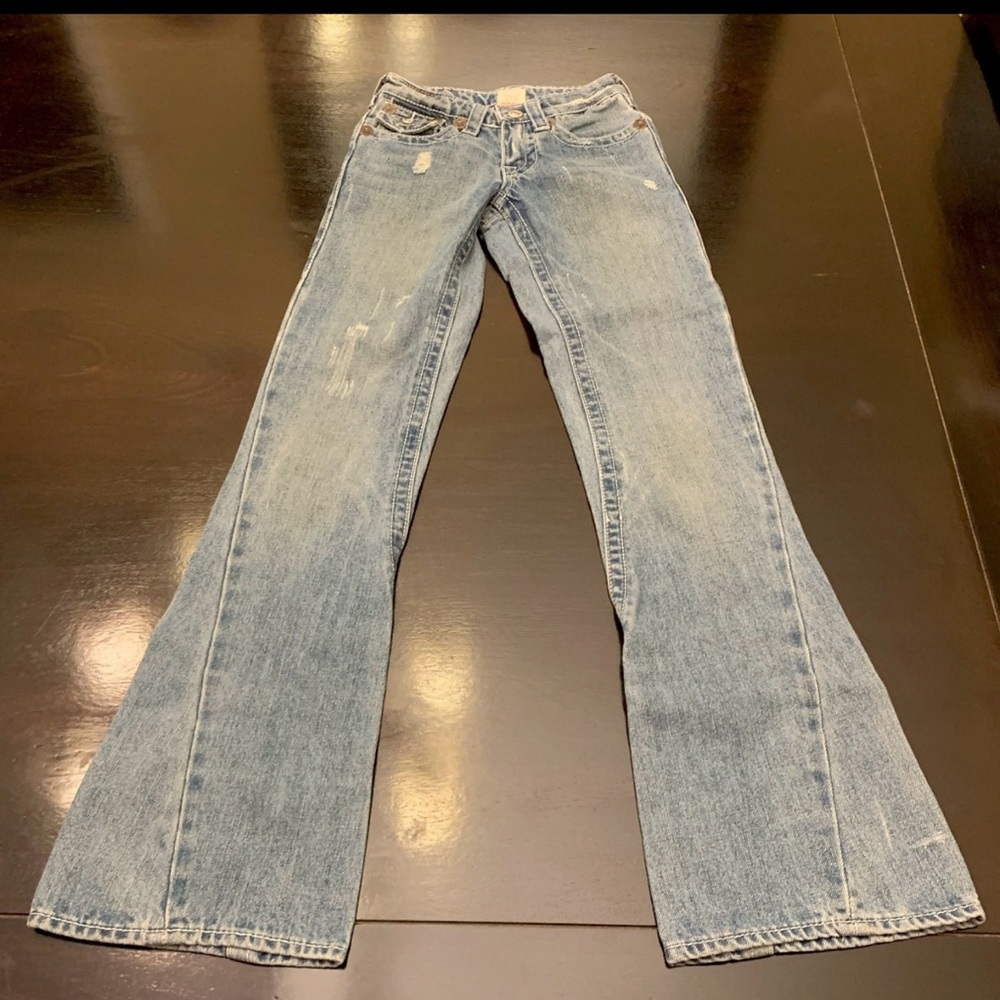 True Religion Joey Big T Womens Blue Jeans Size 25 BIG FLARE 9” Boot Cut Y2K